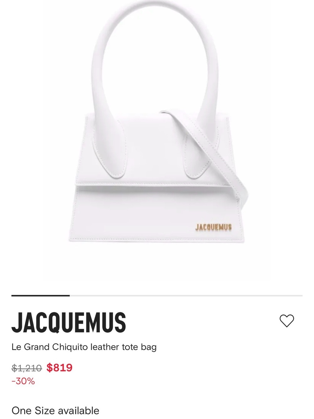 Jacquemus White Mini Le Chiquito Top-Handle Bag with Gold Logo - Picture 5 of 6